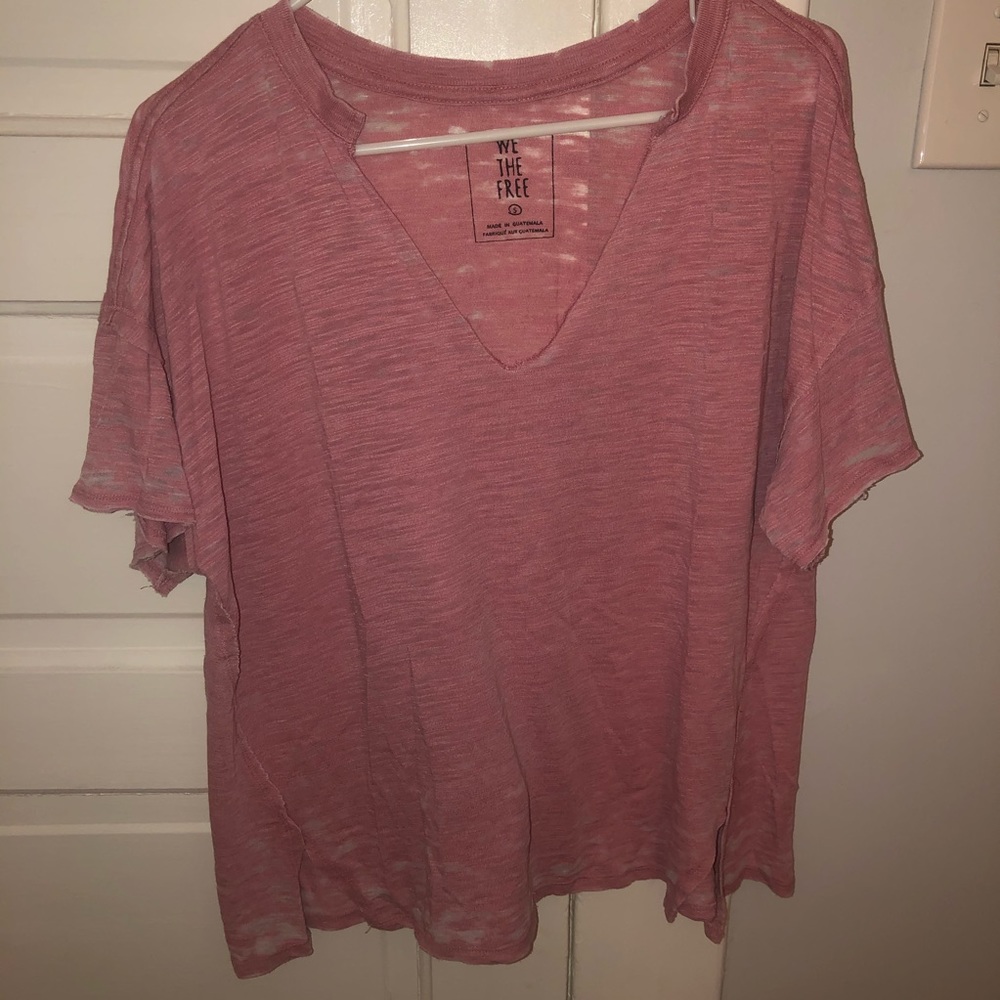 We The Free Distressed/Burnt Out V-Neck Tee
